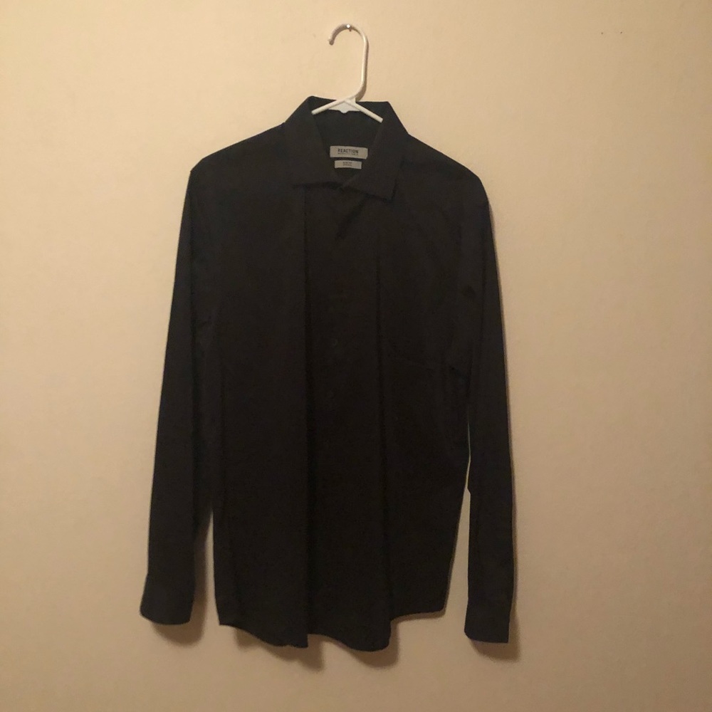 Black Button Down Dress Shirt Size L Kenneth Cole